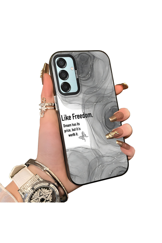 Samsung Galaxy M15 Compatible Silicone Edge Acrylic Back Creative Pattern Protective Case