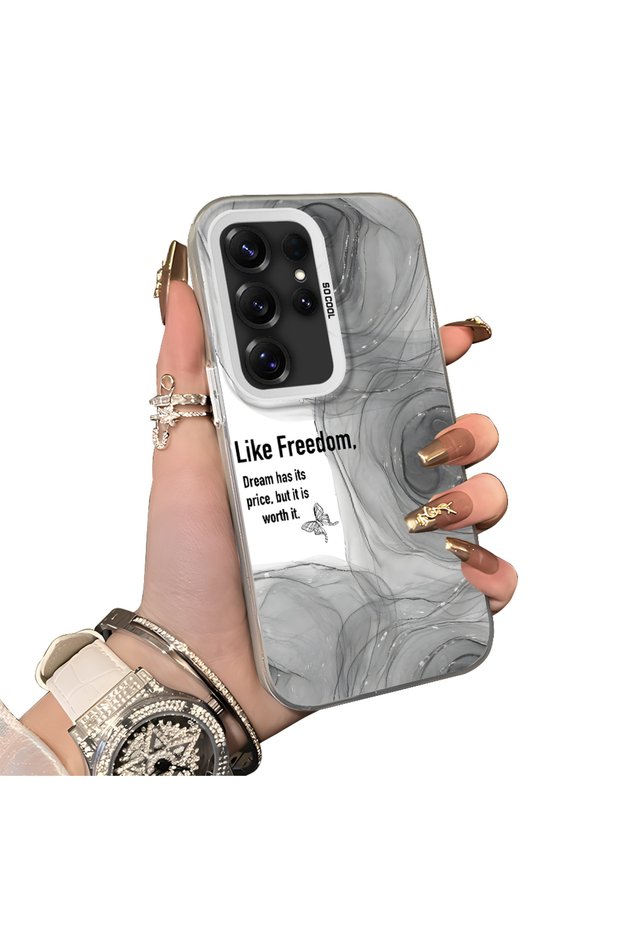 Samsung Galaxy S25 Ultra Compatible Silicone Edge Acrylic Back Creative Pattern Protective Case