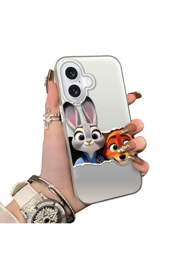 iPhone 16 Compatible Silicone Edge Acrylic Back Anime Character Protective Case