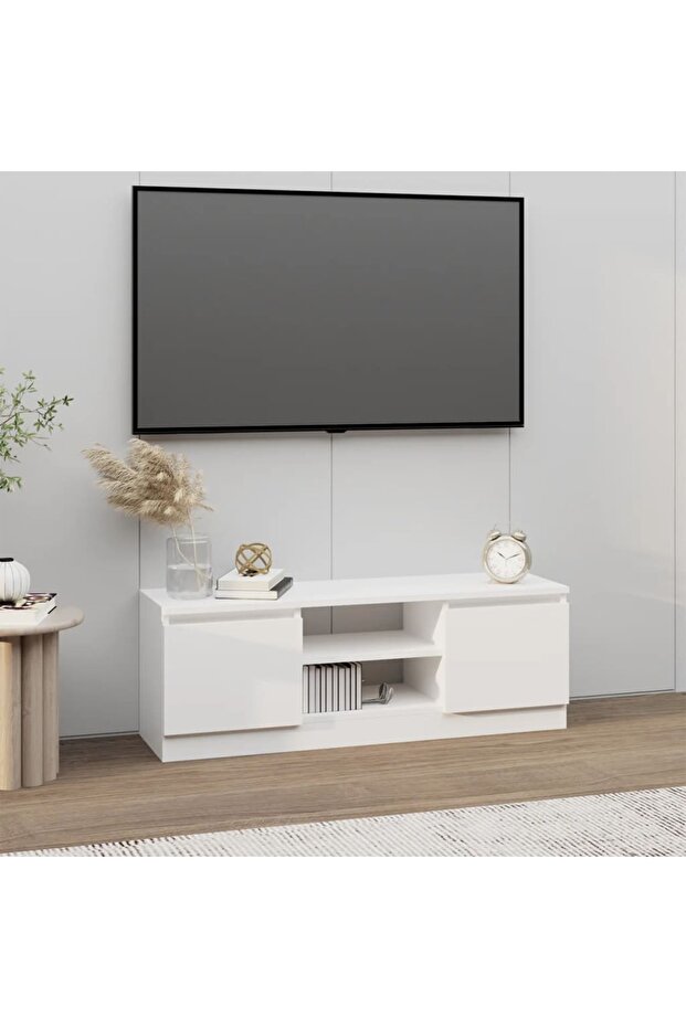 TV Cabinet with Door White 102x30x36 cm