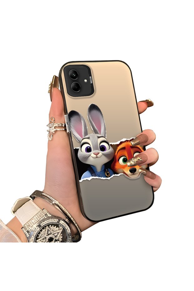 Samsung Galaxy A03 Compatible Silicone Edge Acrylic Back Anime Character Protective Case
