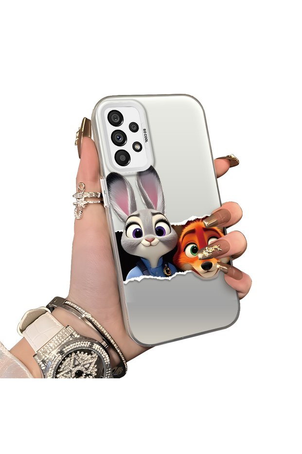 Samsung Galaxy A73 Compatible Silicone Edge Acrylic Back Anime Character Protective Case
