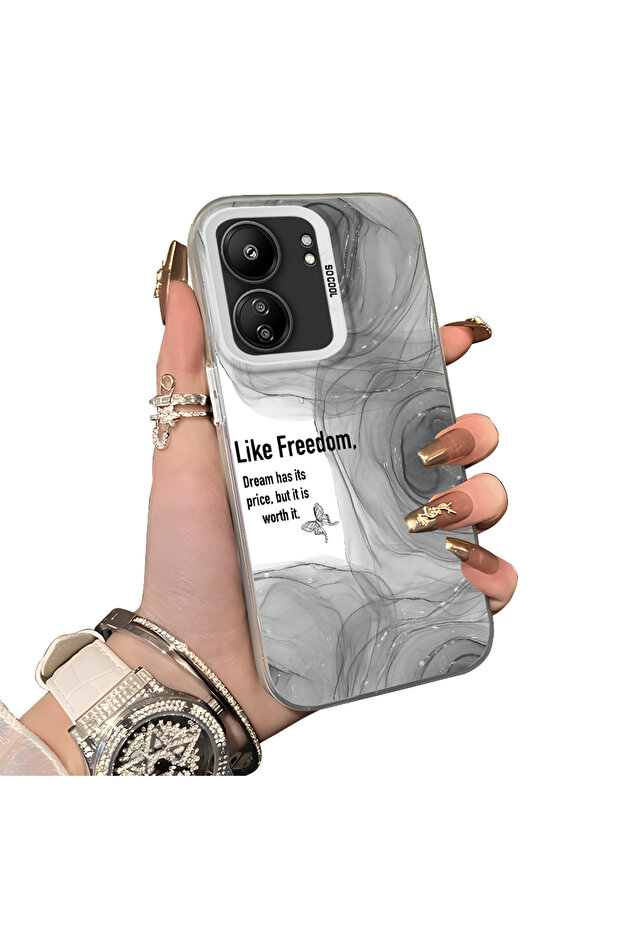 Xiaomi Poco C65 Compatible Silicone Edge Acrylic Back Creative Pattern Protective Case - 1