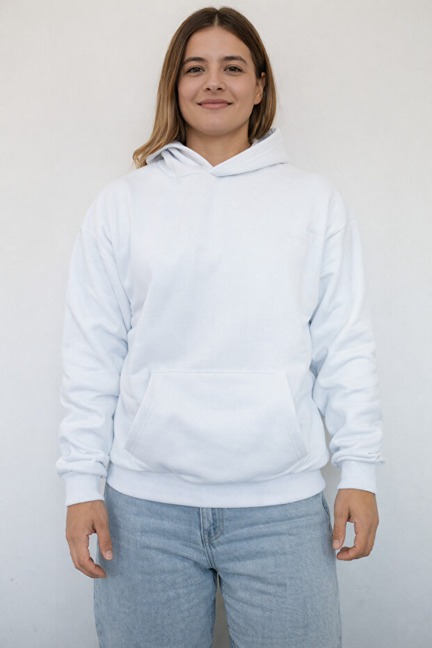 White Hooded Unisex Sweatshirt