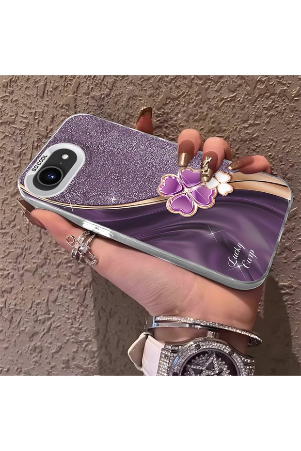 iPhone 16E Compatible Phone Case Hard Back Anti Fall Luck Clover