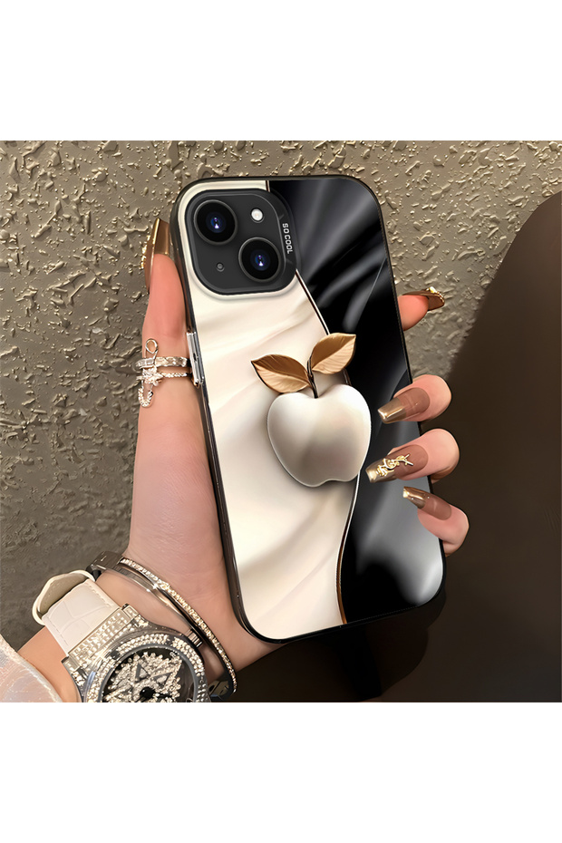 حافظة متوافقة مع هاتف iPhone 15 Plus/14 Plus، حافظة هاتف صلبة مضادة للسقوط بنمط التفاح - 1