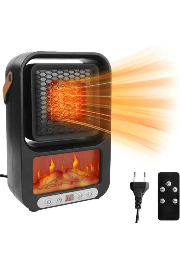 Portable Ceramic Space Heater with Fireplace Effect