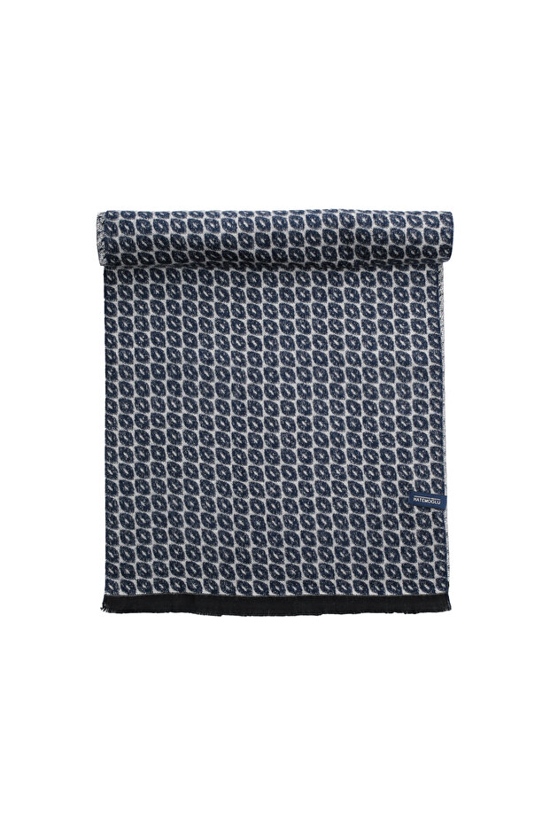 Lacivert-Bej Desenli Atkı - 3