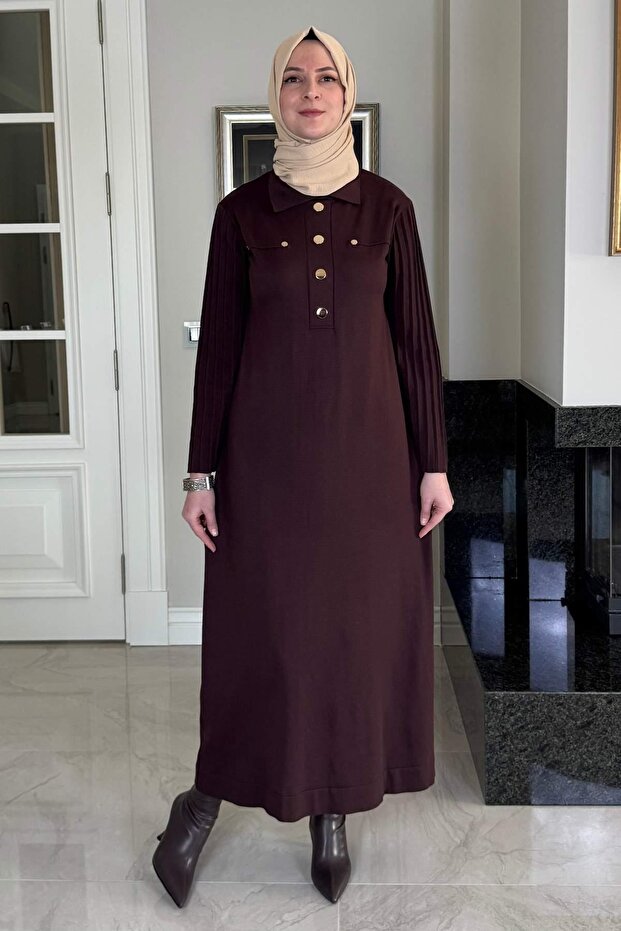 Beste Triko Elbise Acı Kahve - 6