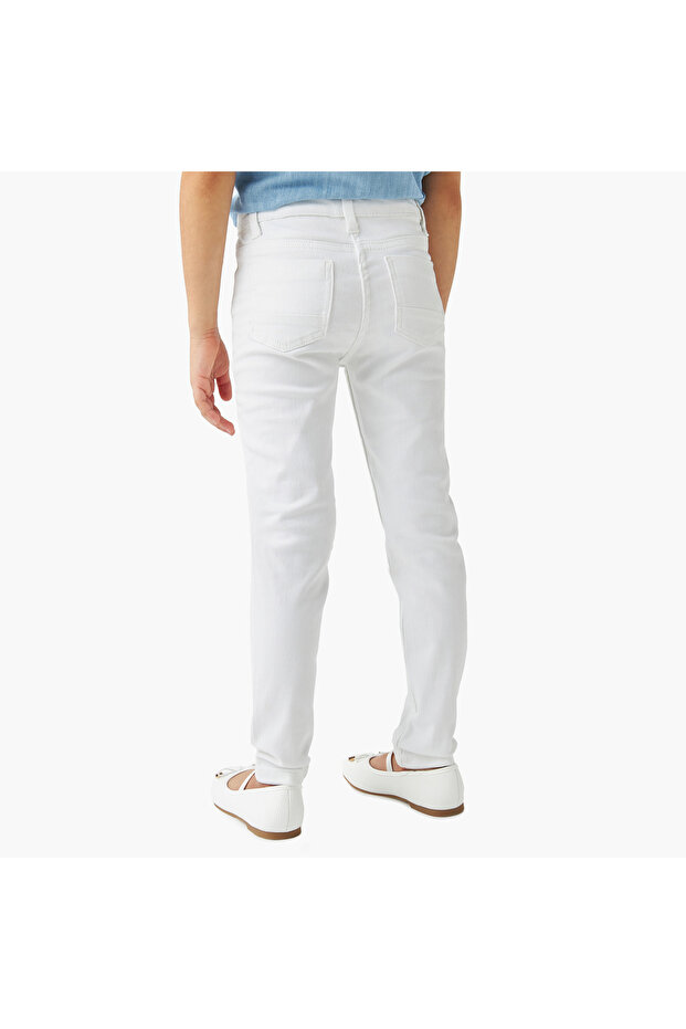 Solid Jeans with Button Closure - 3