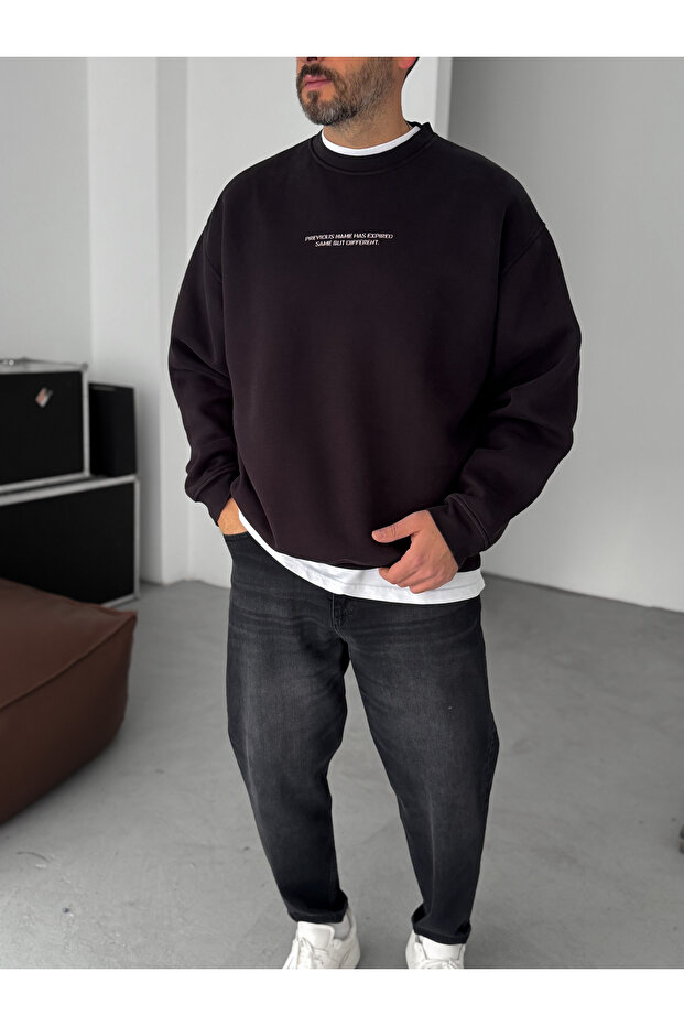 Siyah Previous Baskılı Sweatshirt C-4614 - 4