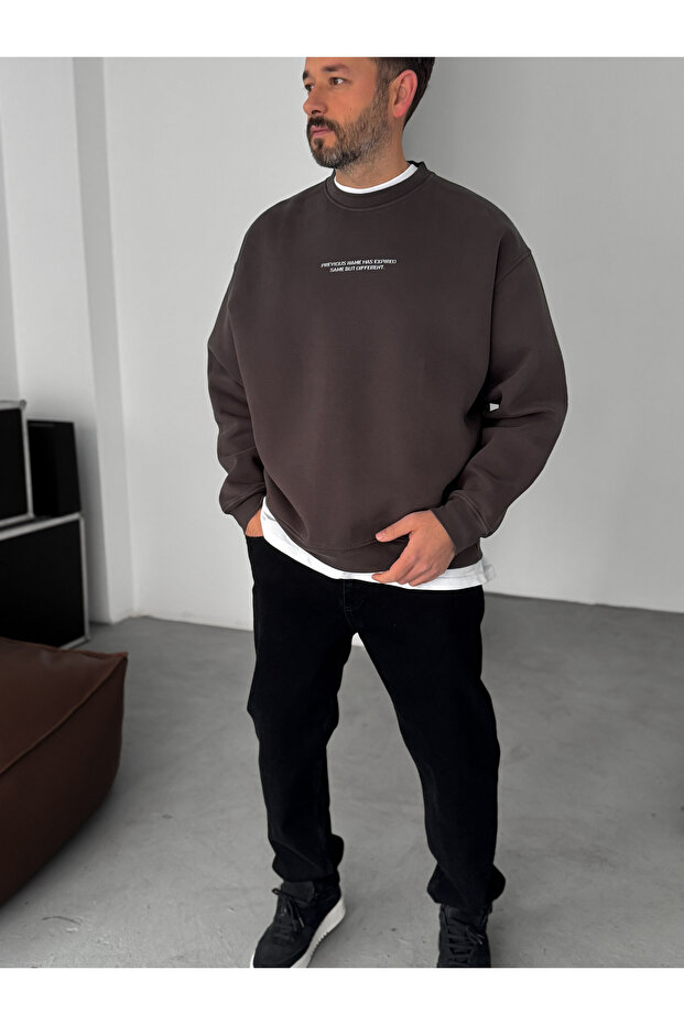 Antrasit Previous Baskılı Sweatshirt C-4614 - 5