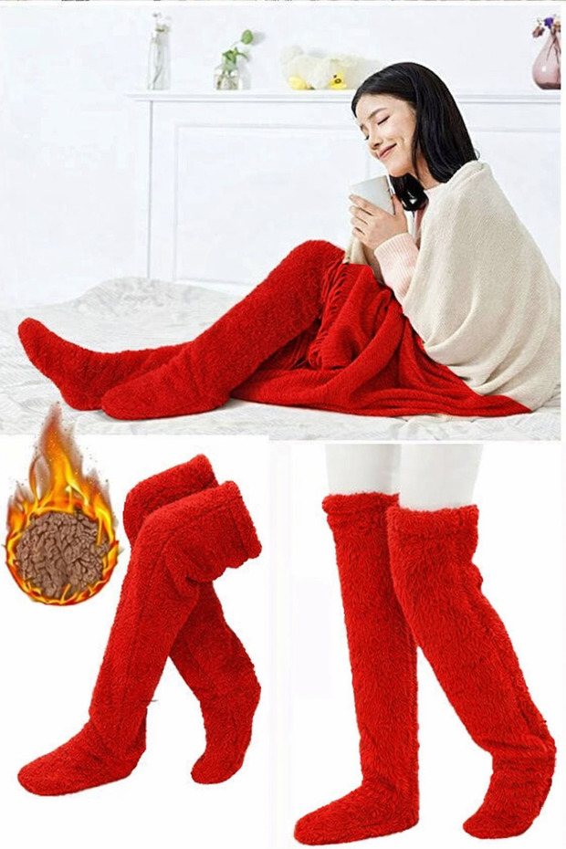 Plush Sleeping Socks Welsoft Over-The-Knee Socks Leg Warmers Slippers Socks Slippers Home Socks Knee-High Socks