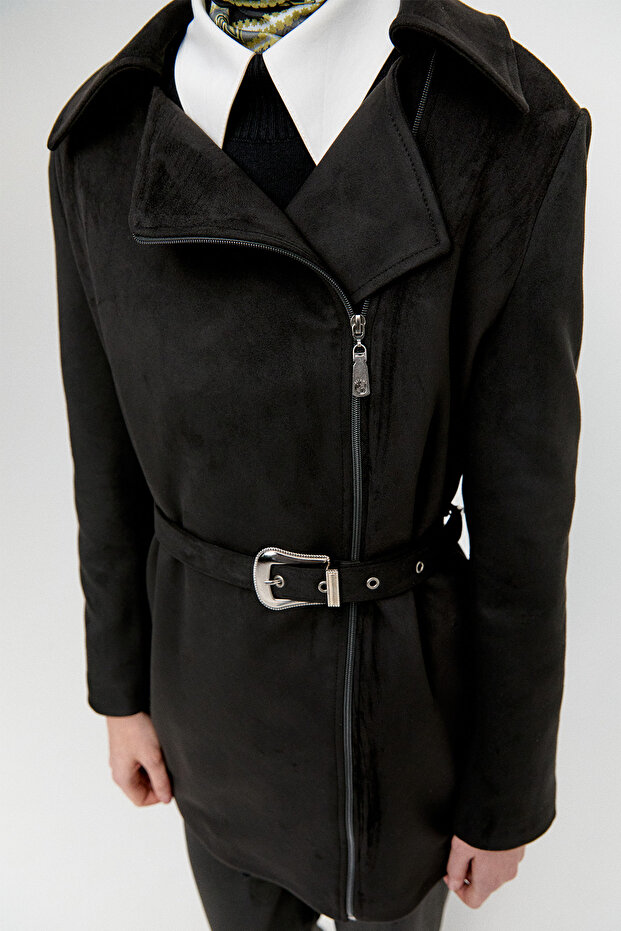 Kruvaze Süet Görünümlü Ceket - 5