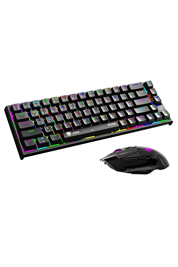 لوحة مفاتيح ميكانيكية وماوس ألعاب RGB KM64 2 في 1