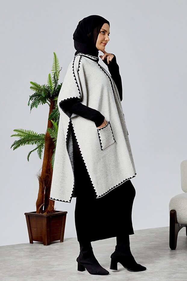 معطف تريكو منقوش بنمط مختلط من SAKAL - 5