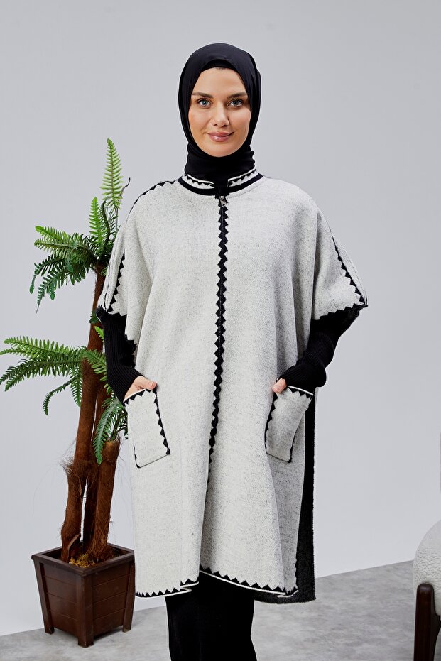 معطف تريكو منقوش بنمط مختلط من SAKAL - 1