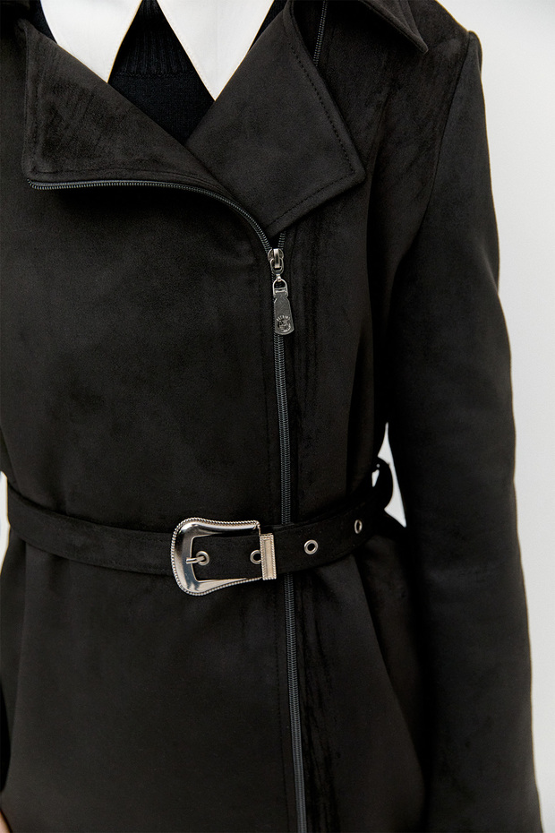 Kruvaze Süet Görünümlü Ceket - 4