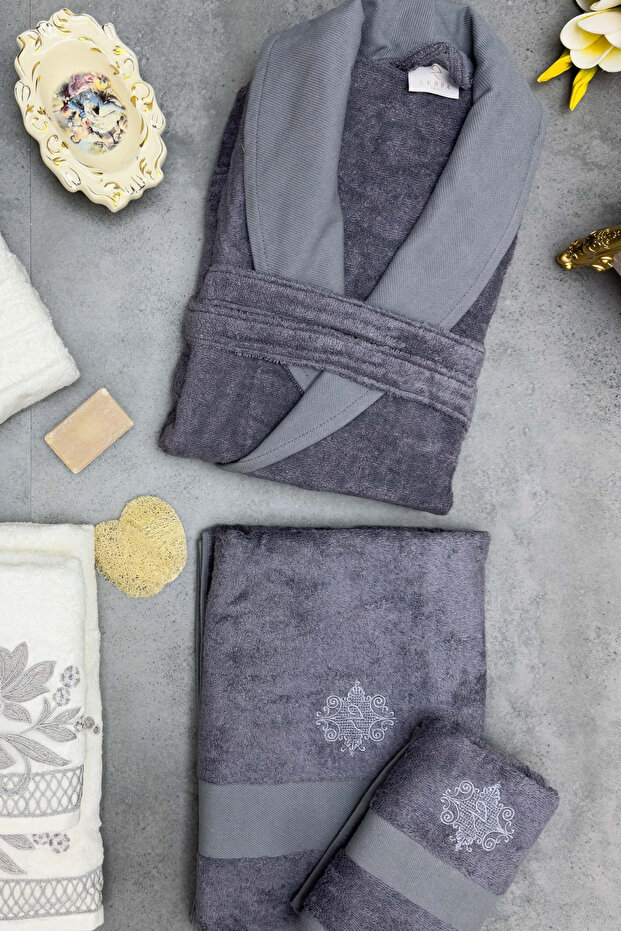 Flora Bambu Dantelli Aile Bornoz Seti - 5