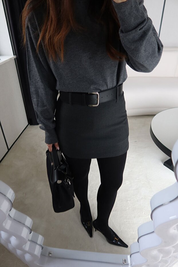 Kalın Kemerli Basic Mini Şort Etek - 3