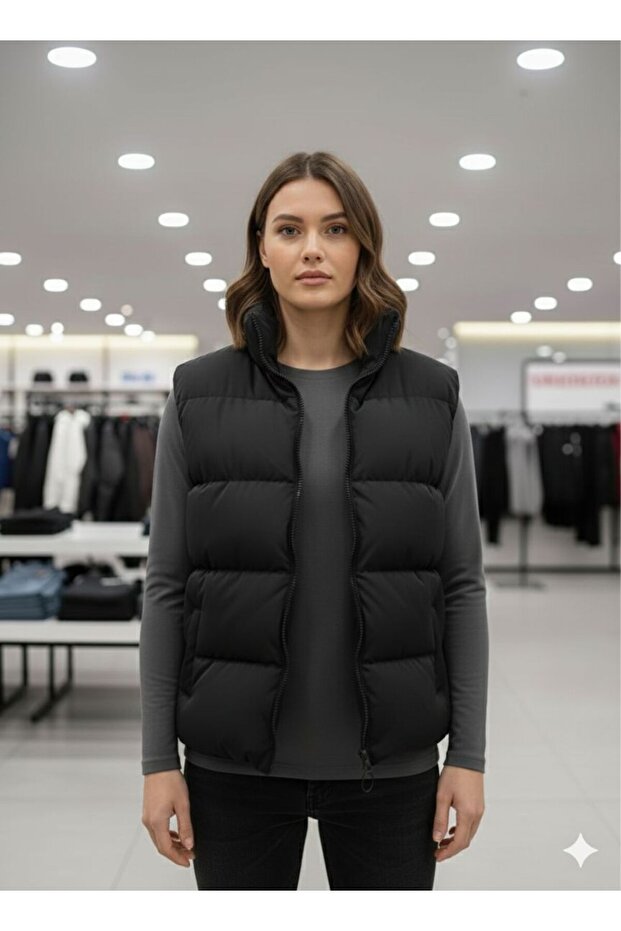 Unisex Black Fiber Filling Inflatable Vest - 1