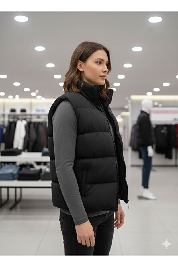 Unisex Black Fiber Filling Inflatable Vest - 3