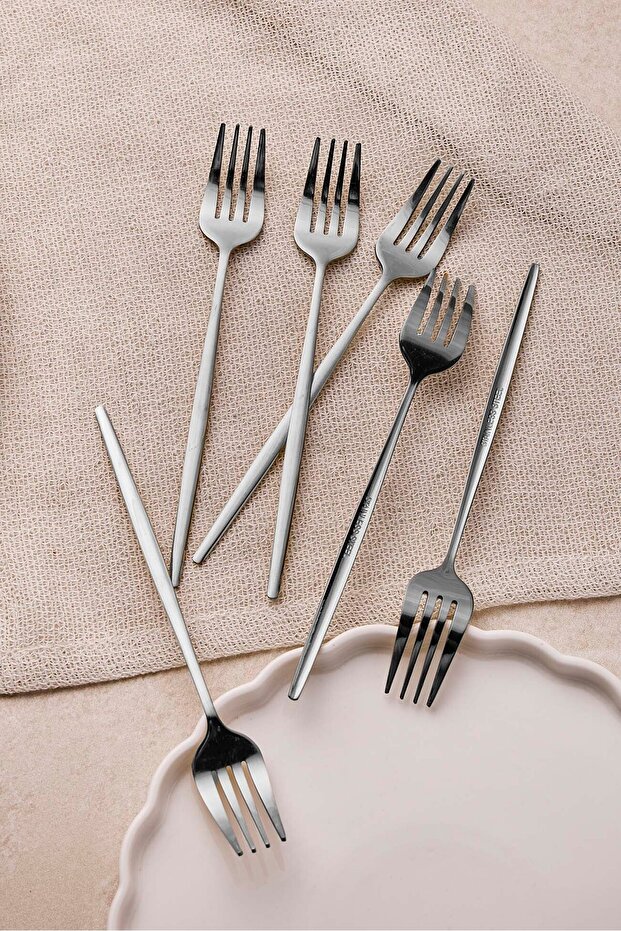 Common Platin Paslanmaz Çelik 6'lı Tatlı Çatalı - 2