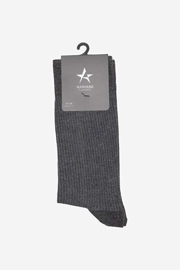 Men's Anthracite Patterned Single Socks - 1