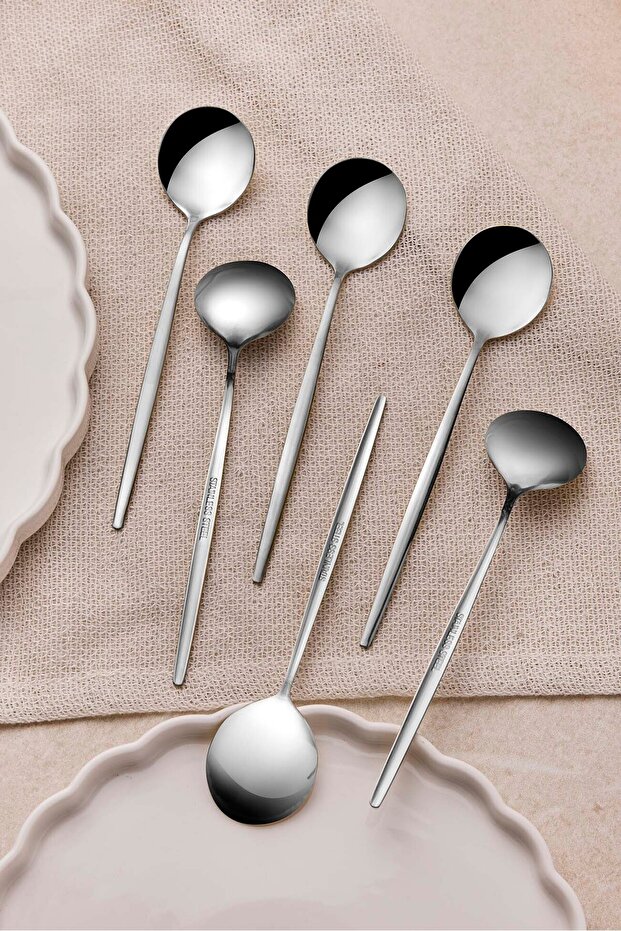 Common Platin Paslanmaz Çelik 6'lıTatlı Kaşığı - 2