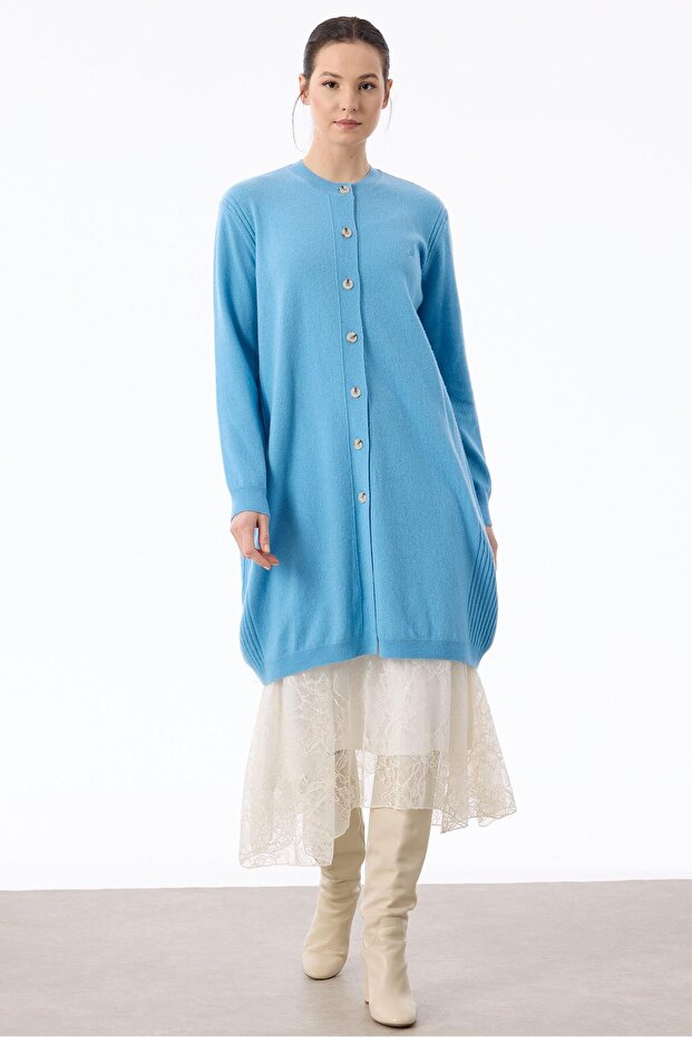 Basic Cashmere Long Cardigan Blue