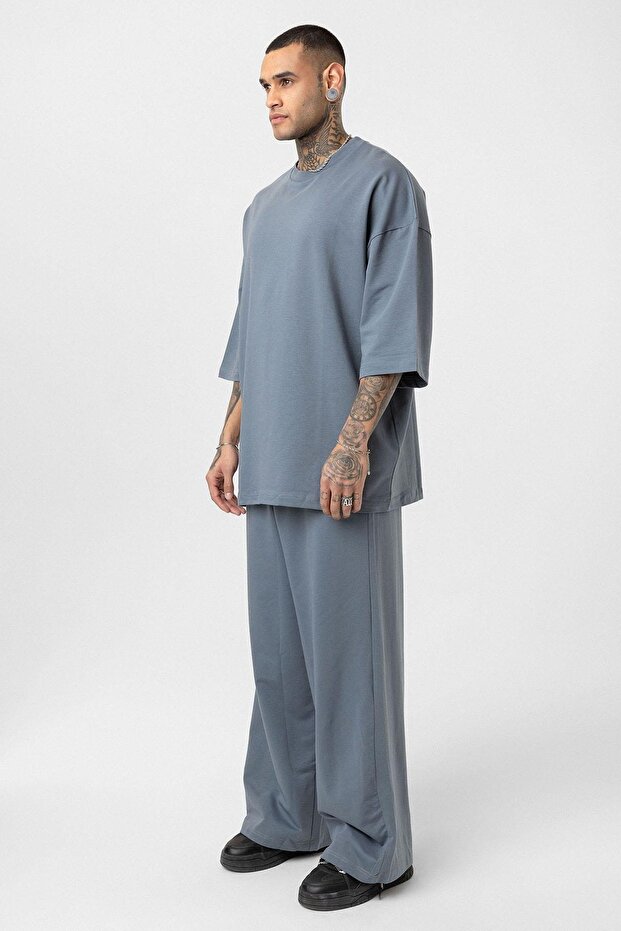 طقم بدلة رياضية أساسية كبيرة الحجم - مدخن - 8