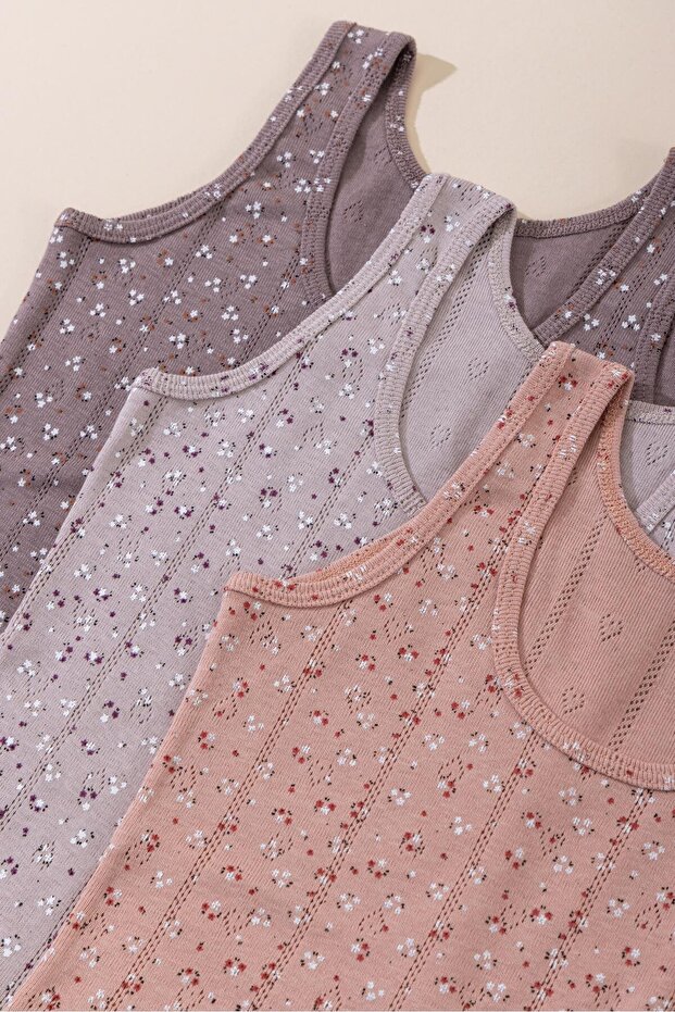 Girls' Cotton Thick-Strap Colorful Printed Classic Tank Top 3-Pack 4784 Colorful