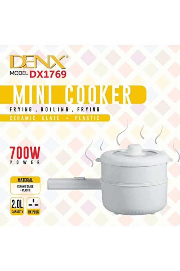 طباخة كهربائية صغيرة 2 في 1 من DENX بسعة 2 لتر وقوة 700 واط م/ DX1769