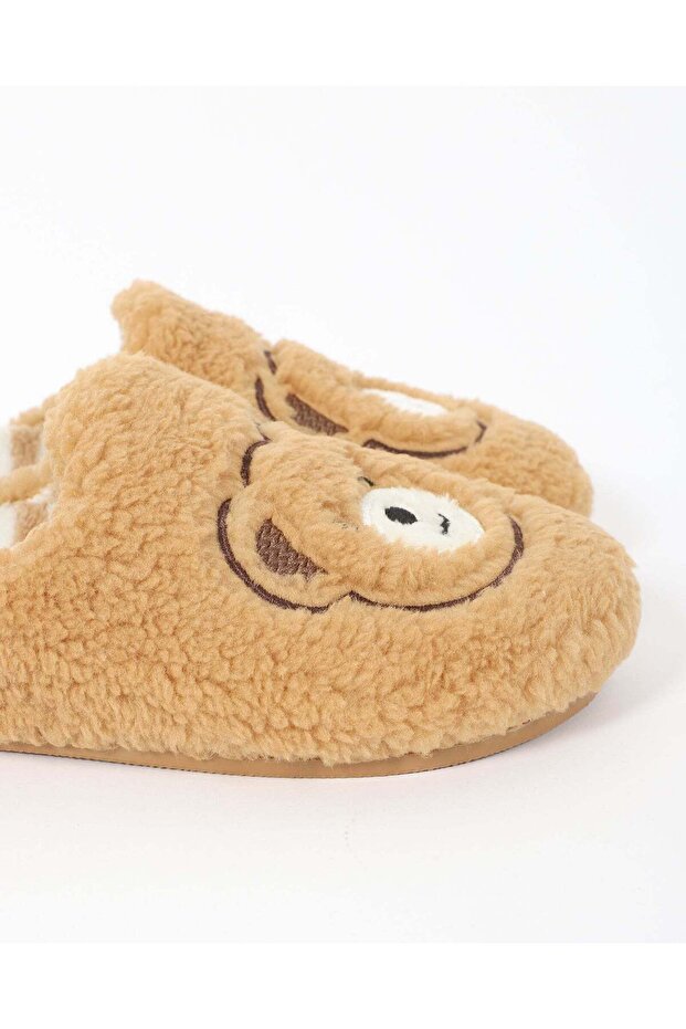 Kadın Ayıcık Figürlü Camel Ev Terliği - BERY - 2
