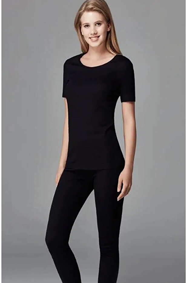 Kadın 0 Yaka Kısa Kol Termal Tek Üst - 5