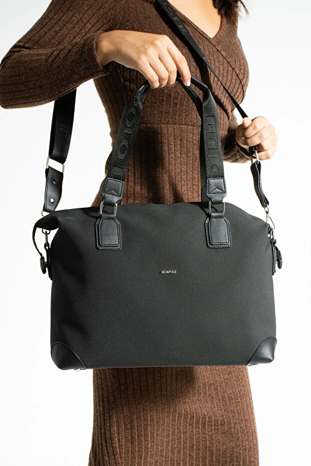 Original Women's Black Long Strap Hand and Shoulder Bag Large Size 232180Mhü