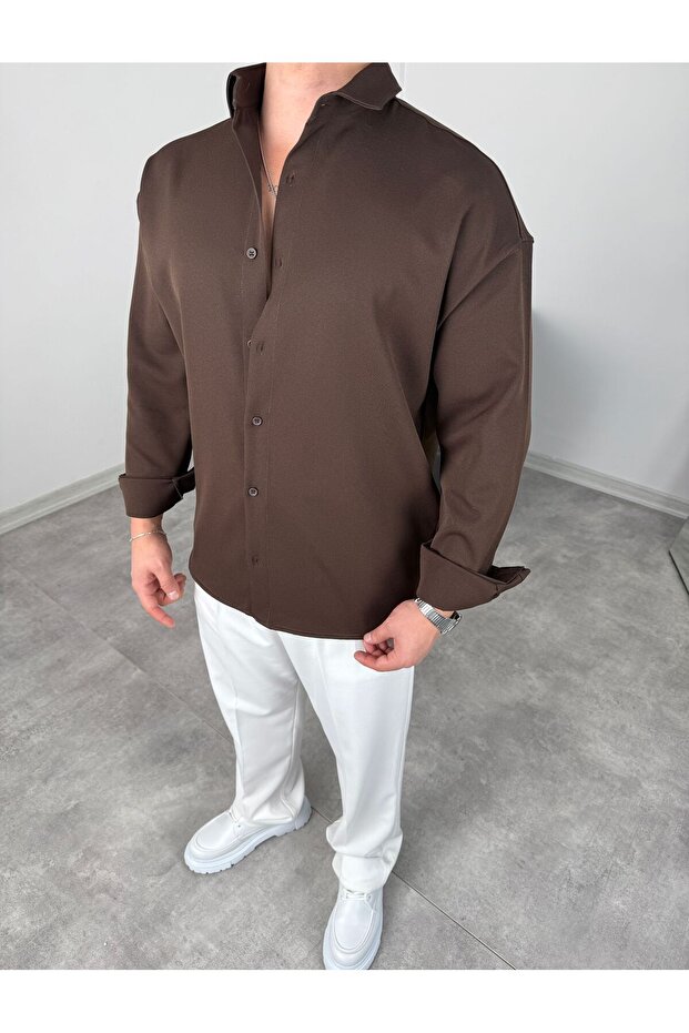 OVERSİZE DABIL İTHAL KUMAŞ GÖMLEK - 1