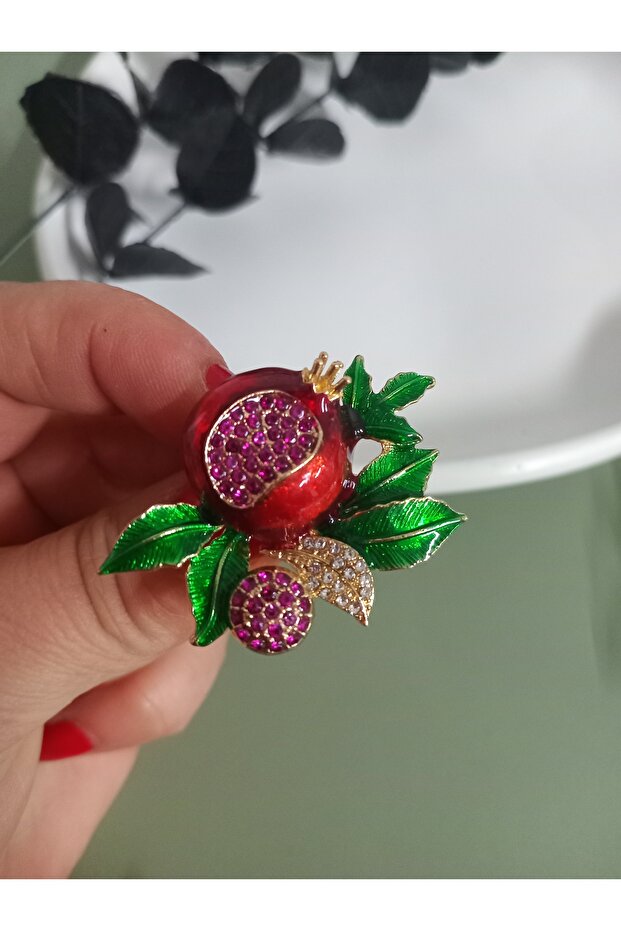 Taşlı Nar Broş - 5