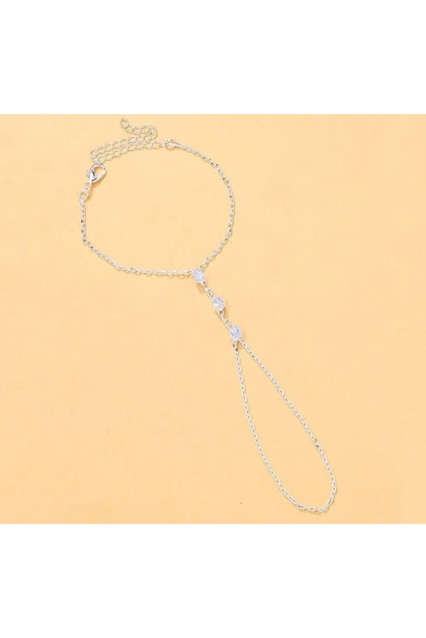 Minimal Stone Detailed Silver Color Shahmeran Bracelet
