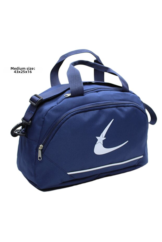 Black Two-Compartment Long Strap Unisex Medium-Sized Travel Fitness and Sports Bag