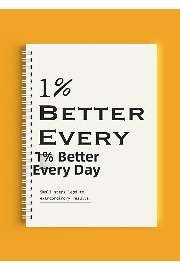 A4 Spiral Notebook - Unlined School Notebook - 80 Sheets / 160 Pages - 1% Better Every Day