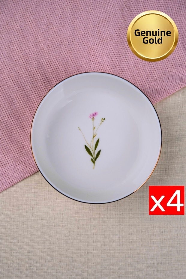 Tabak Evi Porcelain Natura Broadcloth Gold Gilded Bowl 17X5X4,50Cm 730Cc Set of 4