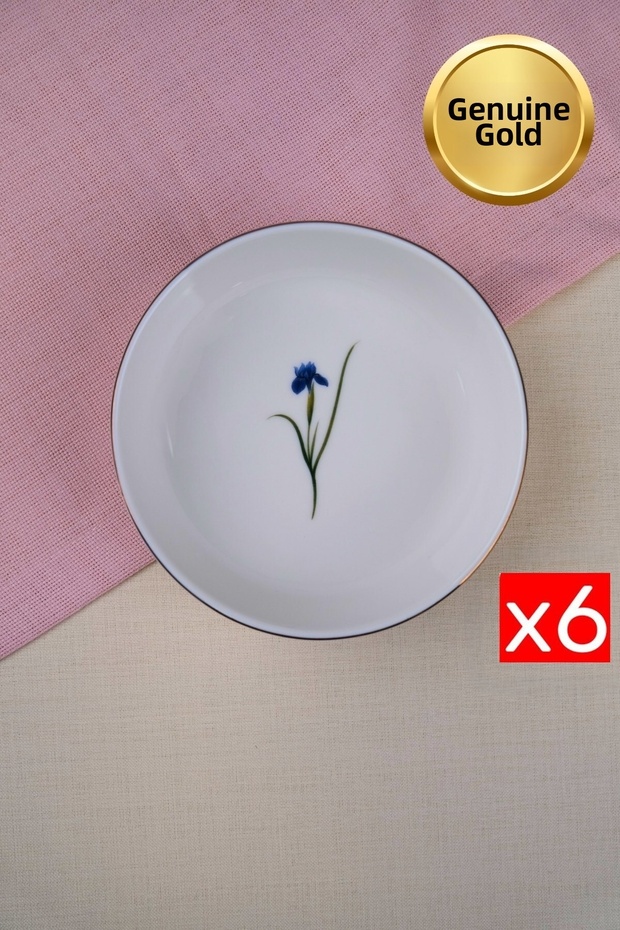 Tabak Evi Porcelain Natura Iris Gold Gilded Bowl 17X5X4,50Cm 730Cc 6 Pcs
