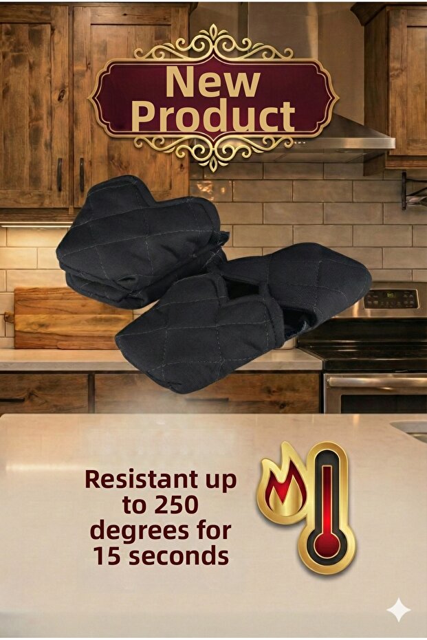 Heat Resistant Crab Insulated Fabric Oven Mitt Pot Tray Handle 2 Pieces (Not Silicone)