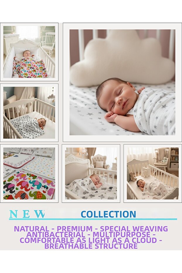 100% Cotton Combed Multi-Purpose Baby Blanket - Minituffy, 90X90Cm, Natural Special Texture, Soft - 4