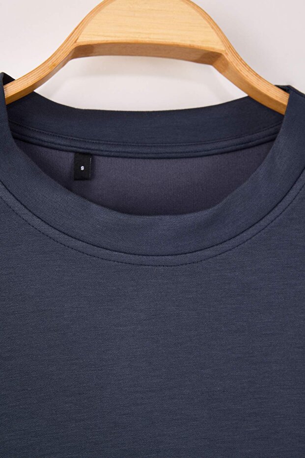 Indigo Oversize/Geniş Kesim Yumuşak Dokulu Basic T-Shirt TMNSS26TS00003 - 6