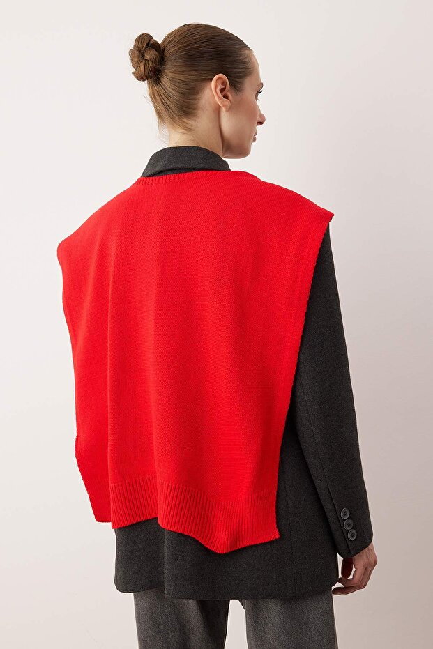 Red Sweater Look Knitwear Shawl Twoaw26Sl00001 - 3