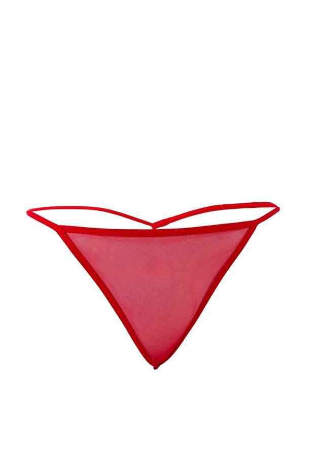Kırmızı Tül Zincir Askılı Kapsız Külotlu Babydoll/Fantezi Gecelik THMAW26LL00025 - 5