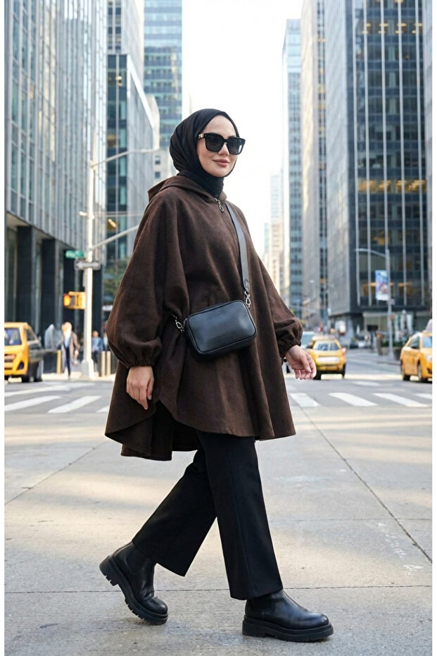 Hooded Hijab Poncho 0505-03 Brown