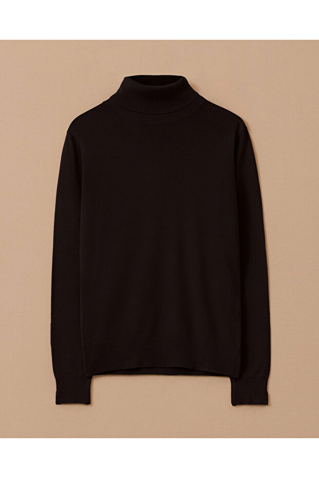 Tam Balıkçı Yaka Örme Triko Bluz - 5